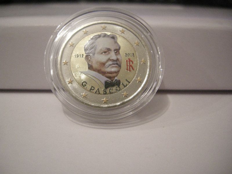 (afbeelding voor) 2 Euromunt Italië 2012 UNC Pascoli COLOUR